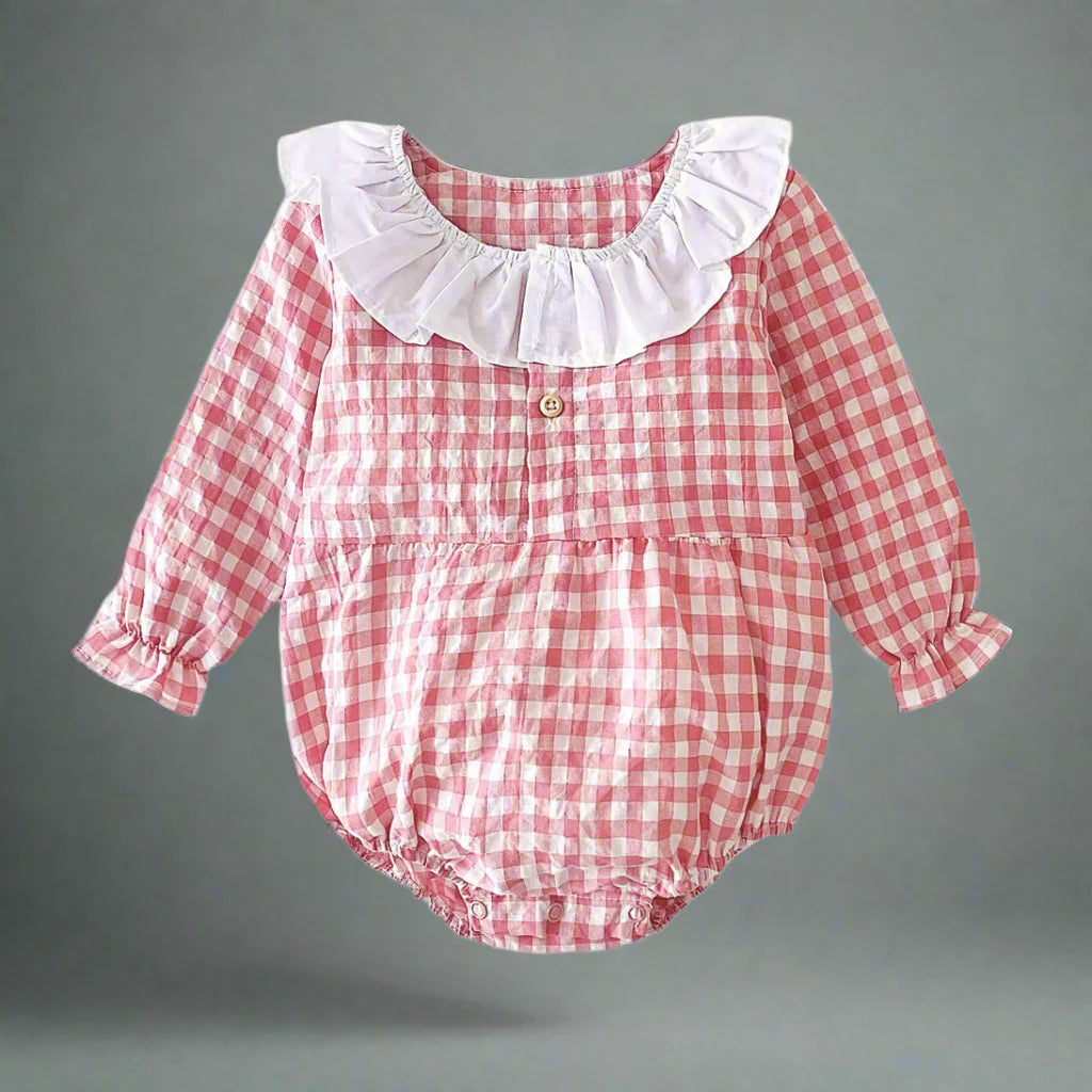 Round Collar Plaid Bodysuit