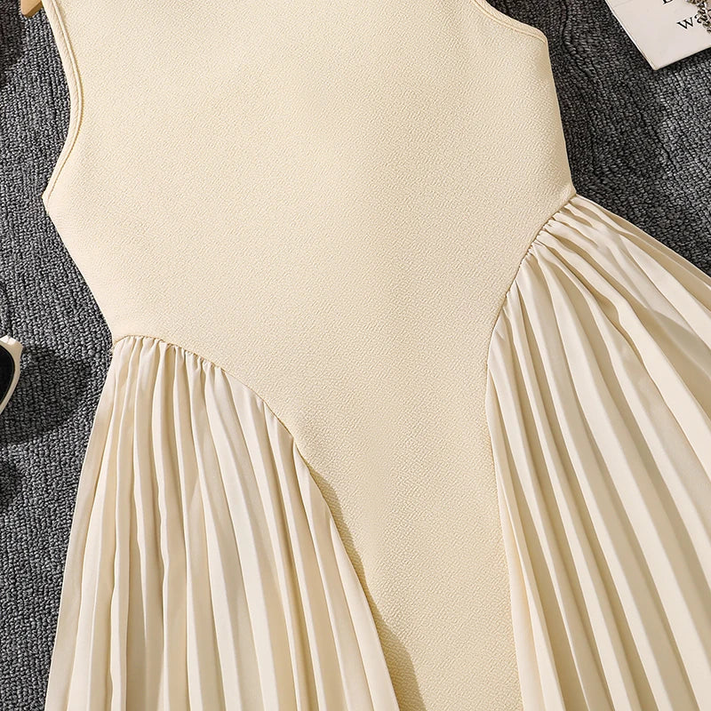 Kaia Beige Sleeveless A-Line Dress for Girls 8-12 Years