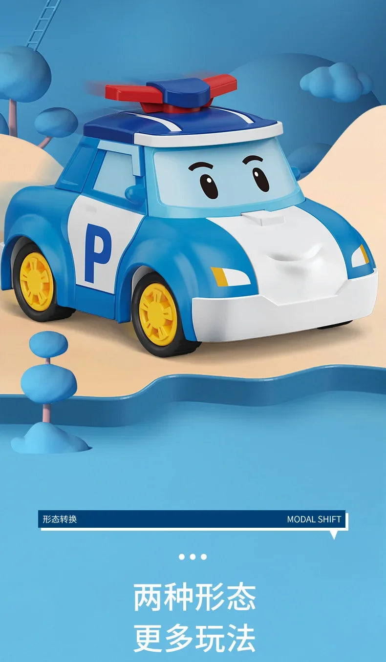 6pcs/set Cartoon Robocars Polis Action Figures Transformation