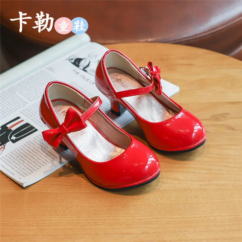 Girls Leather Shoes Autumn Bowtie Sandals 2023