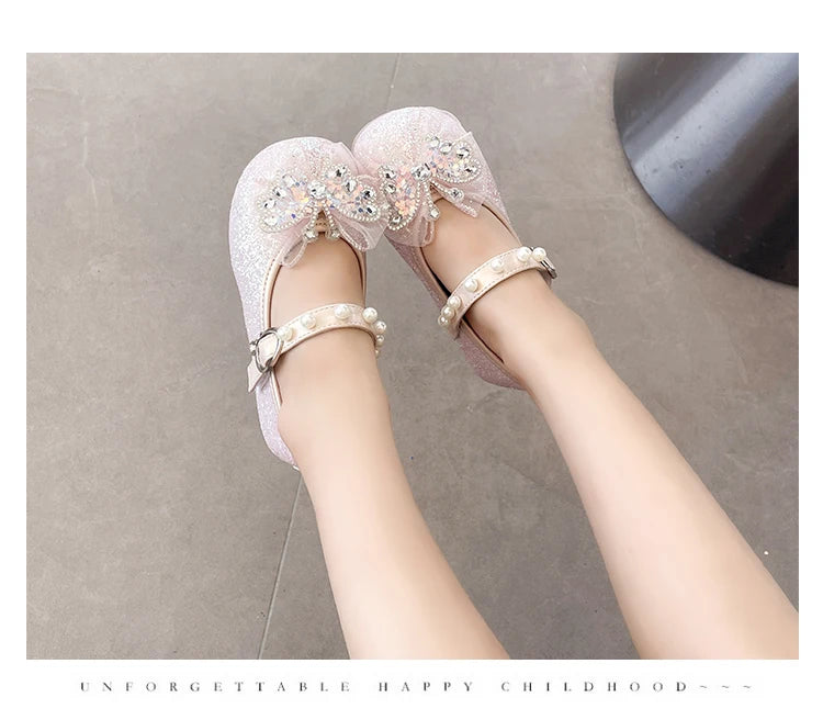 Girls Princess Shoes 3-18 Years Glittering Butterfly Decoration Children's Shoes
