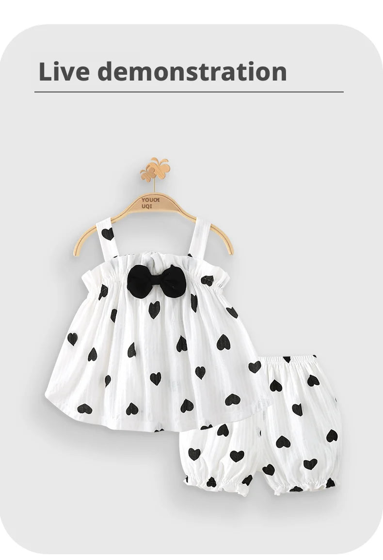Eve Baby Girl Outfit Set, Camisole Top with Polka Dot Shorts