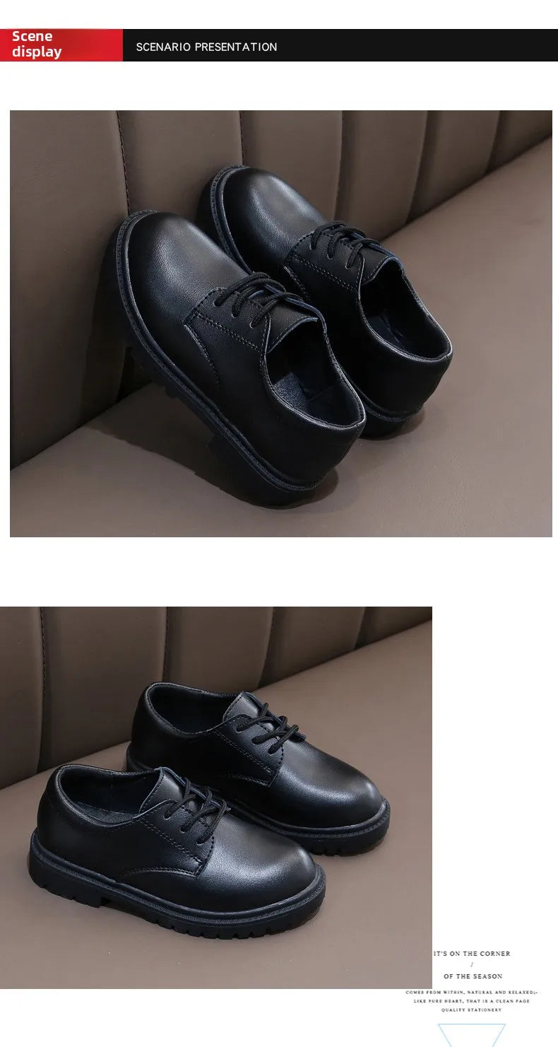 Boys Shoes Children Leather Shoes For Big Kids Teenagers Size 27-38 For Big Boy Formal Wedding Shoes British Style Simple Black