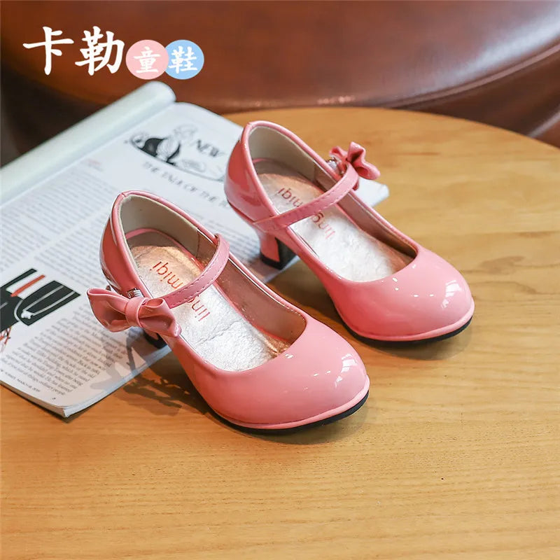 Girls Leather Shoes Autumn Bowtie Sandals 2023