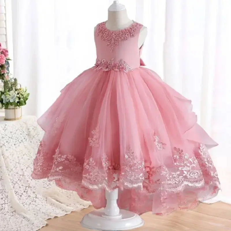 Children's Dress Girls' Open Back Lace Skirt Flower Girl Fashionable Wedding Dress