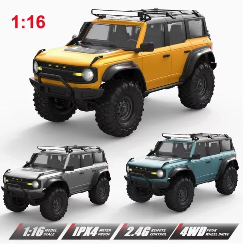 1:16 Scale Ford Bronco RC Rock Crawler Monster Truck 4WD High-Speed Electric Off-Road Toy Car for Boys Outdoor Gifts