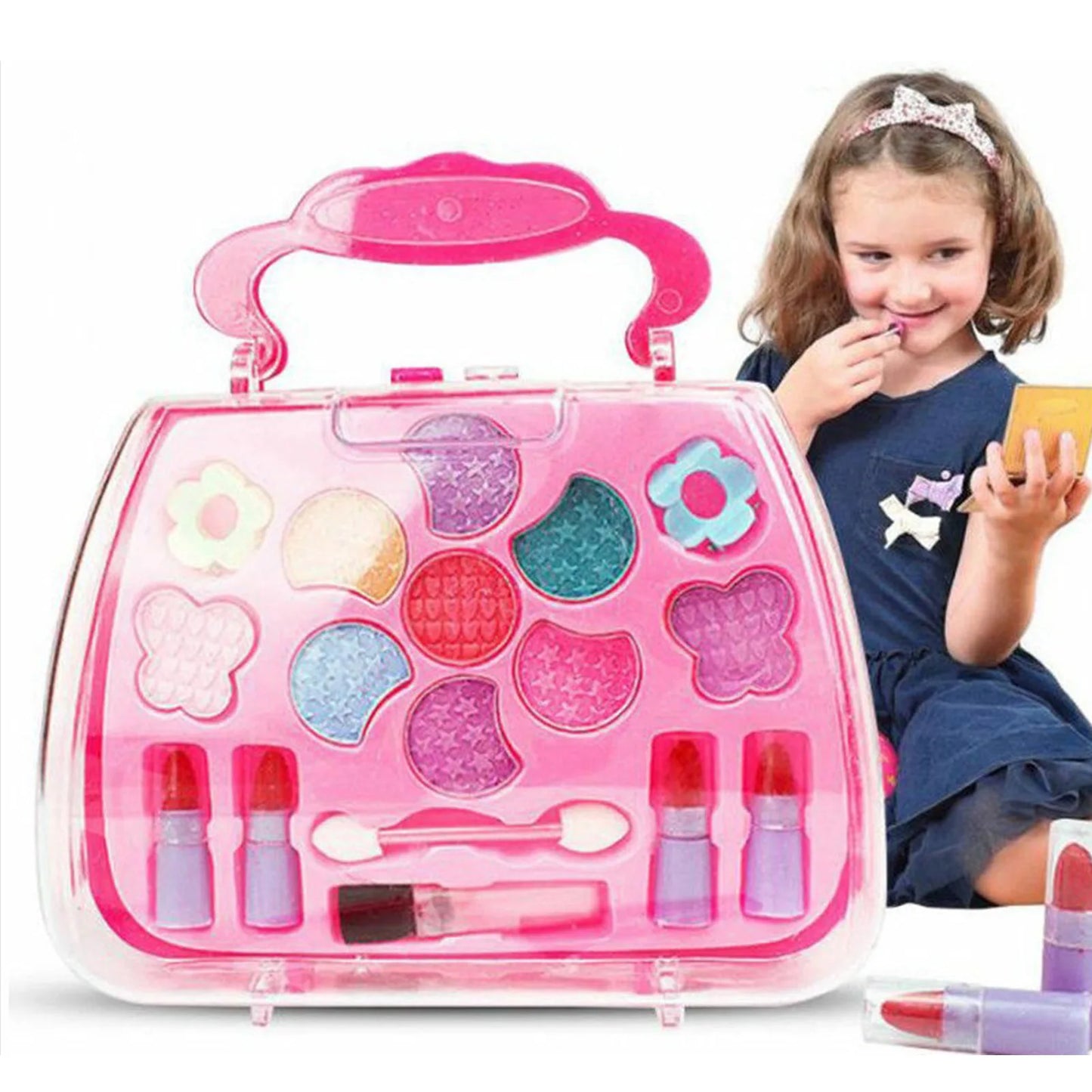 Makeup Toys For Girls Kids Cosmetic Set with Cosmetic Case Pretend Play Dress Up Toys