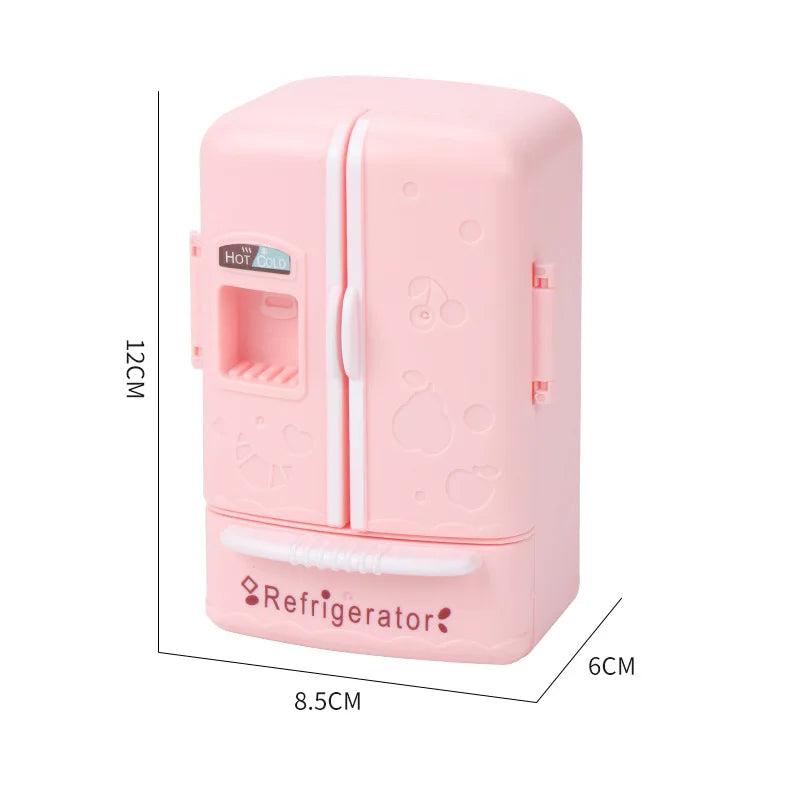 Cute Simulation Microfilm Furniture Double Door Refrigerator 1:12 Dollhouse Kitchen Model Decorations For Girl Birthday Gifts