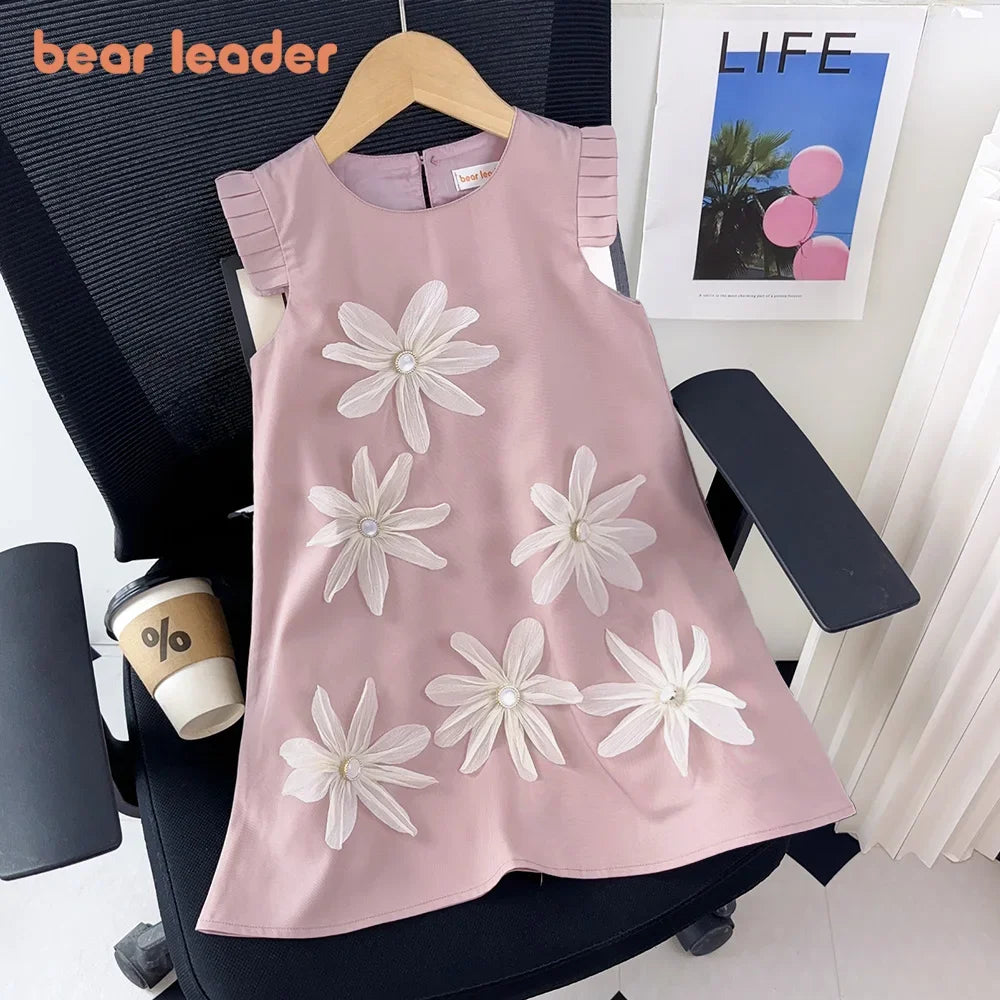 Bear Leader 2-7 Years Summer New 3D Flower Vest Dress