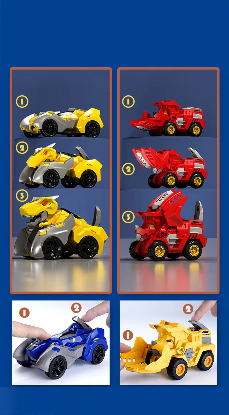 2 In 1 Transforming Dinosaur Car Automatic Transform Robot Diecasts
