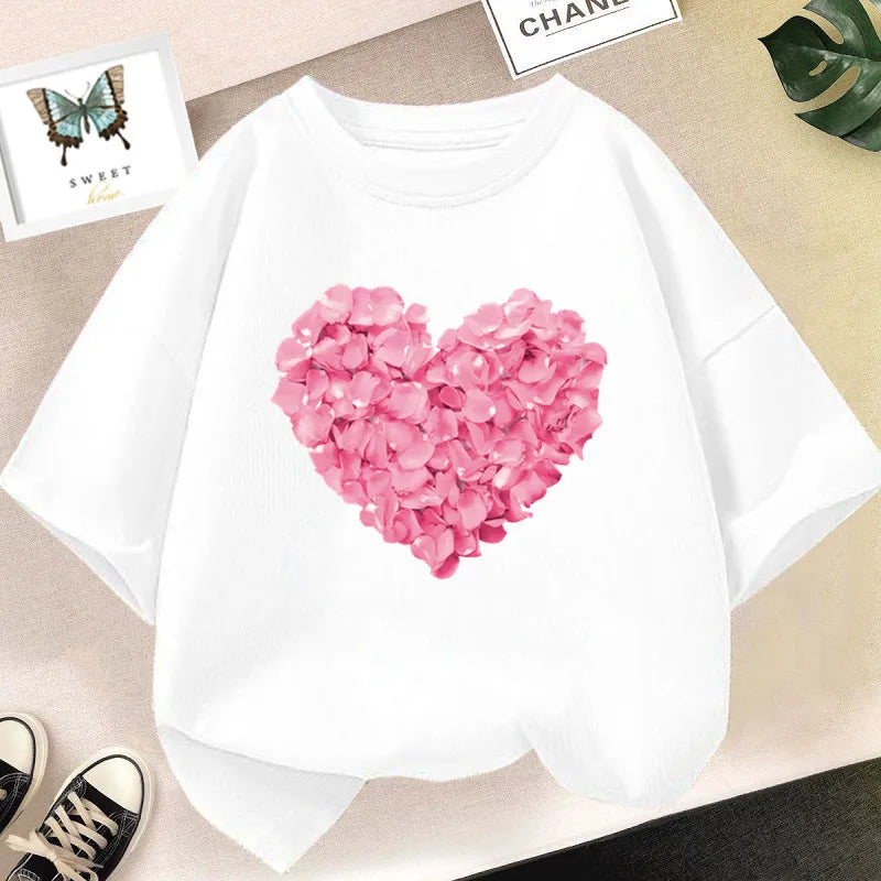 Abigail Pink Heart Flower Print Girls Tshirt Casual Cute T-Shirt Fashion - GuGuTon baby store - Baby Fashion - Toddlers Outfits - Babies Outfits - Toddler Clothes - Kids Clothing - Newborn Clothes - Newborn Wear - Kids Wear - Trending Clothes - Trending Outfits - Fall Fashion - Winter Fashion - Girls Clothes - Boys Clothes - Babies Wear - Kids Accessories - KidsWear - Summer Clothes - Summer Fashion - Summer Trend - Falls Sweaters - Tops - Bottom - Jeans - Blouse - Dresses - Newborn Dresses - Toys