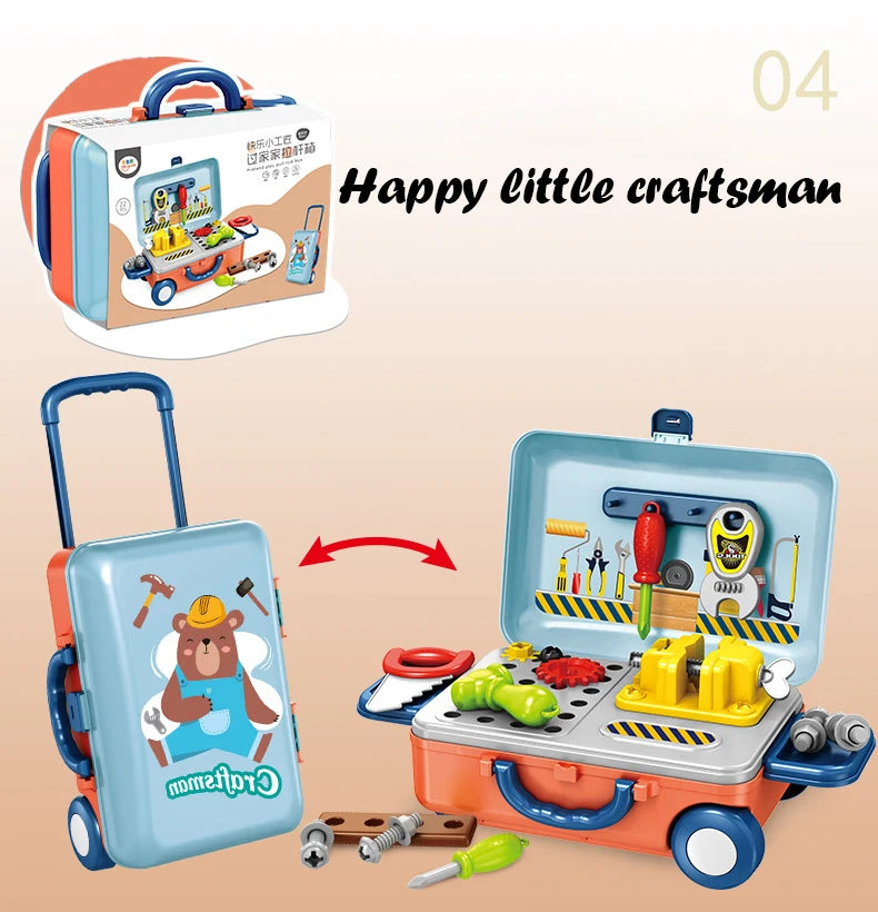 Children's Simulation Play House Kitchen Toys Girls Beauty Portable Tools Utensils Tableware Trolley Case Doctors Medical Kit