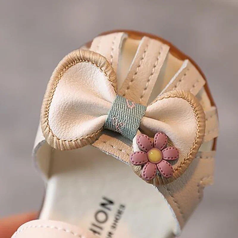 Kids Summer Sandals Todler Girl Shoes Bow Baby Girl Sandal 0-3 Years Beige Pink