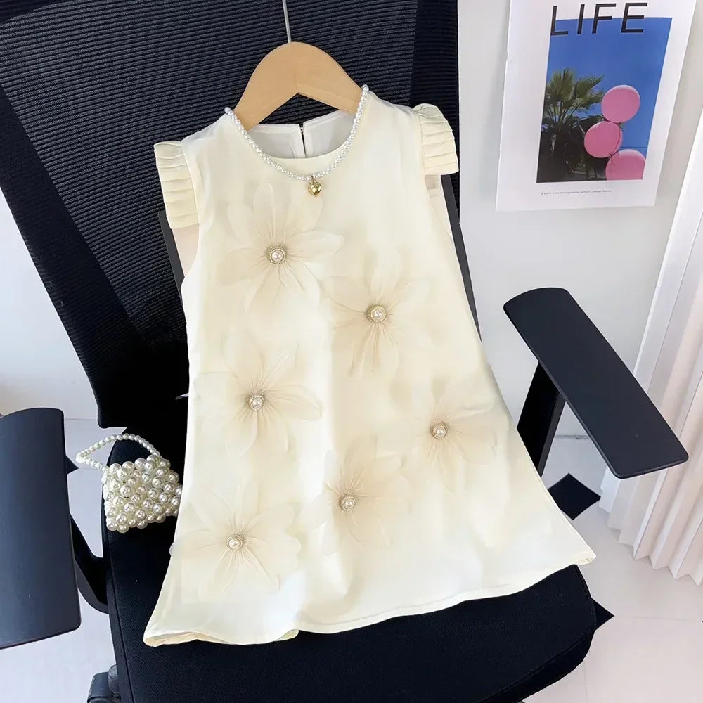 Bear Leader 2-7 Years Summer New 3D Flower Vest Dress