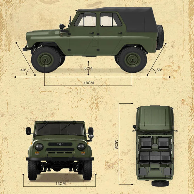 1:12 WPL Green C94 Four-Wheel Drive Climbing Off-Road Vehicle Model Electric Car Remote Control Truck RC Toy Xmas Gift