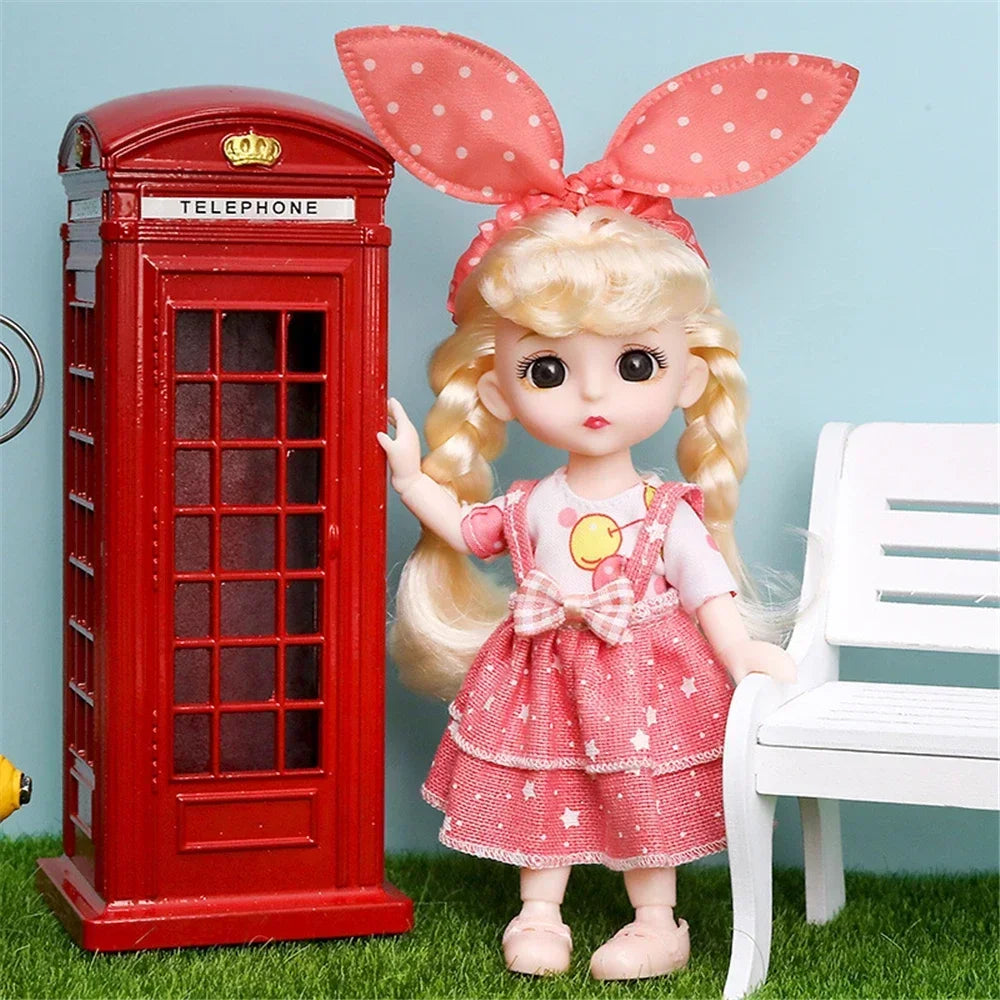 16cm 1/12 Girl Princess Doll BJD Doll with Clothes Shoes Movable 13 Joints Cute Sweet Face Child Gift DIY Dress Up Toys for Kids