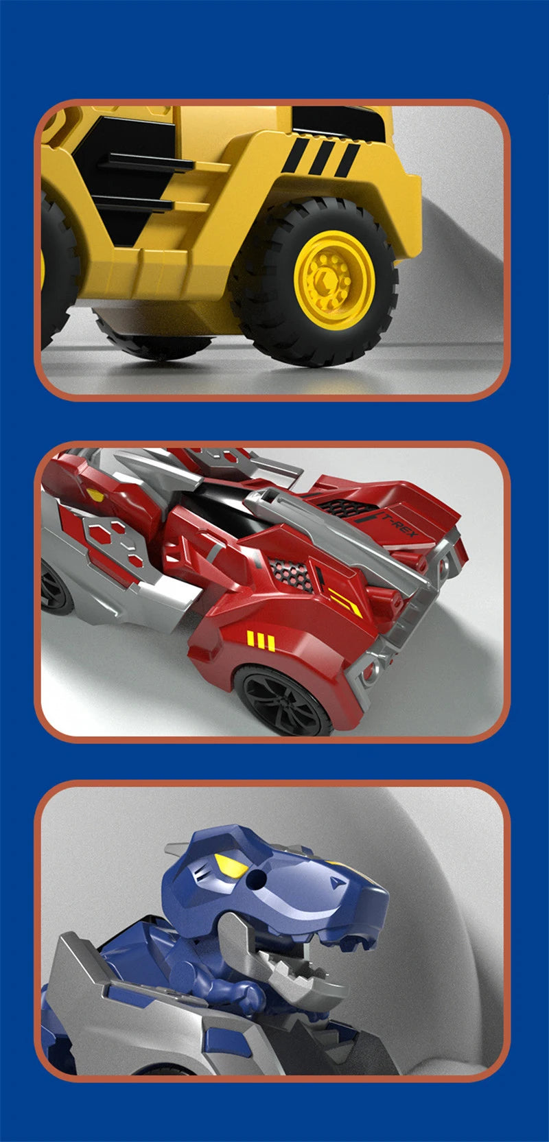 2 In 1 Transforming Dinosaur Car Automatic Transform Robot Diecasts