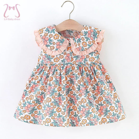 Skye Toddler Girls Floral Dress - Summer Navy Collar Style