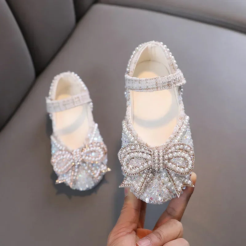 Kids Girls Sandals Fashion Sequins Rhinestone Bow Girls Princess Baby Girl Shoes