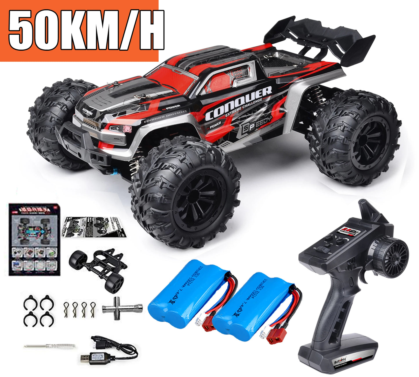 Rc Car Off Road 4x4 High Speed 75KM/H Remote Control Car With LED Headlight Brushless 4WD 1/16 Monster Truck Toys For Boys Gift