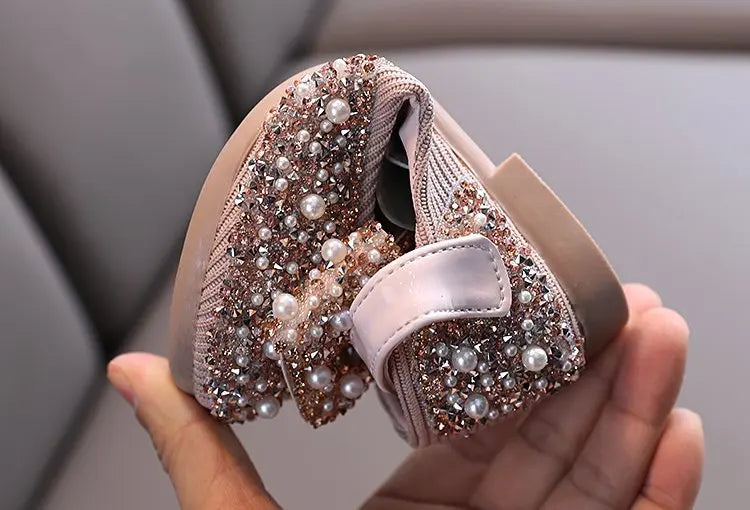 Princess Shoes for Girls Green Pink Party Wedding Luxurious Glitter 21-36 Kids Single Shoe Summer Spring Fashion Girl's Flats