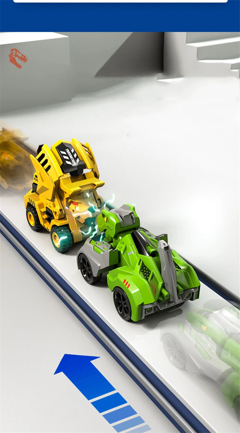 2 In 1 Transforming Dinosaur Car Automatic Transform Robot Diecasts