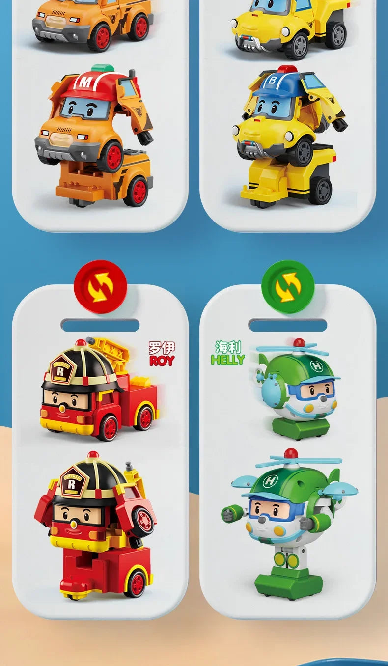 6pcs/set Cartoon Robocars Polis Action Figures Transformation