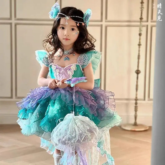Girls' Mermaid - Style Flower Girl Dress, Popular Fairycore Tulle Gown Dress