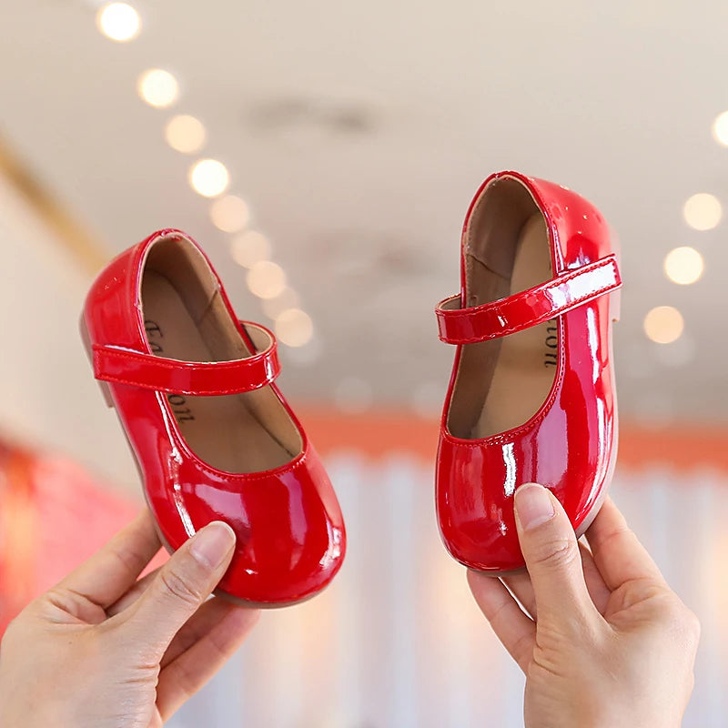 Girls Princess Shoes Children's leather shoes for Big girls Children casual flats Flower shoes for wedding birthday show