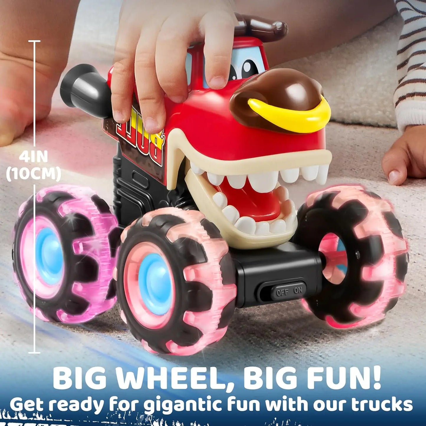 JOYFY 3 Pack Monster Truck Toy Motion Activated Light-Up Cars
