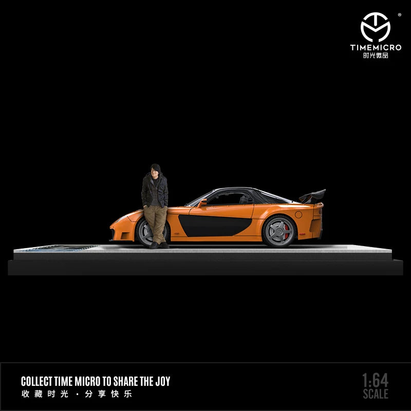TimeMicro 1:64 RX-7 Veilside wide-body version orange/green/blue alloy car model