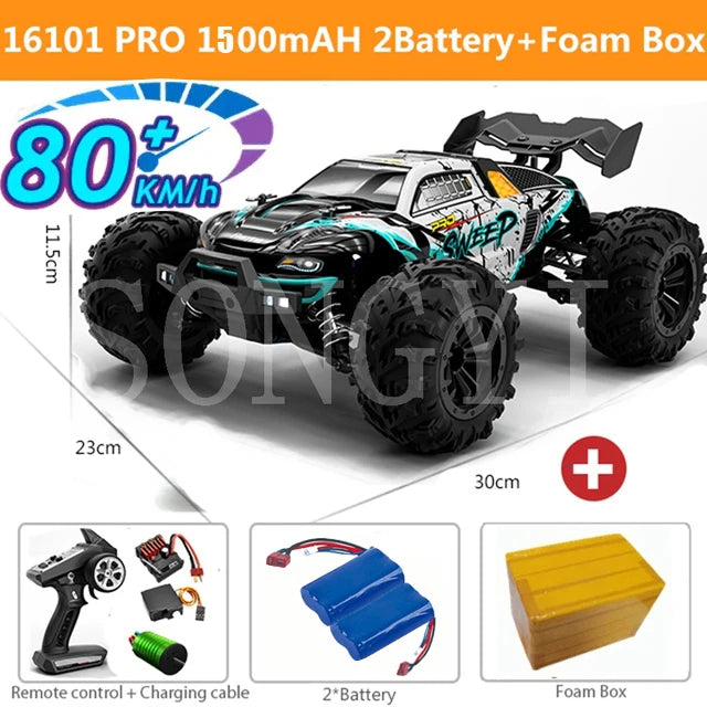 16103 Fast Rc Cars 50km/h 1/16 Off Road 4WD with LED Headlights,2.4G Waterproof Remote Control Monster Truck for Adults and Kids