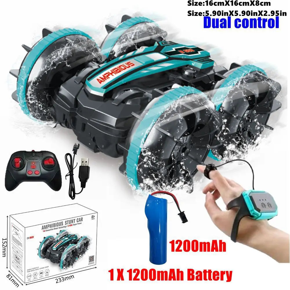 Amphibious RC Car Remote Control Stunt Car 4WD Drift Racing Off Road Waterproof 360° Rotation Stunt Crawler Vehicle Gift Boy Kid