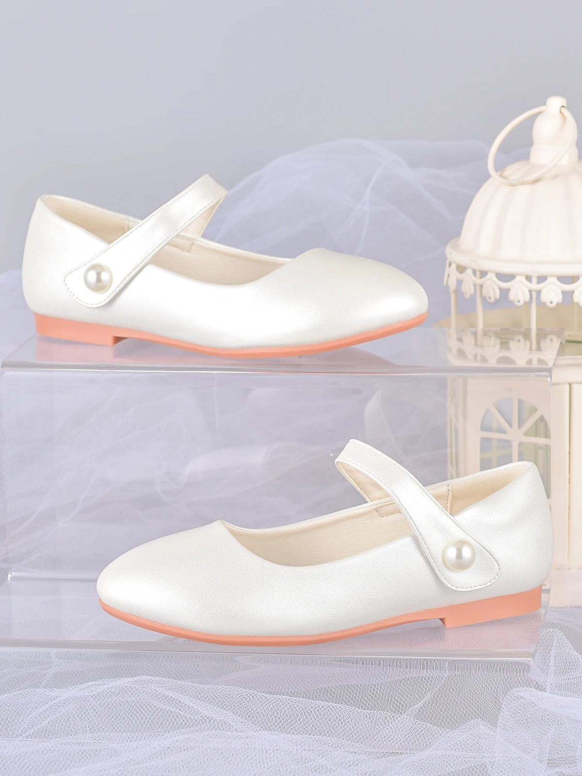Girl's white princess shoes, suitable for children's performance dress with formal dress shoes