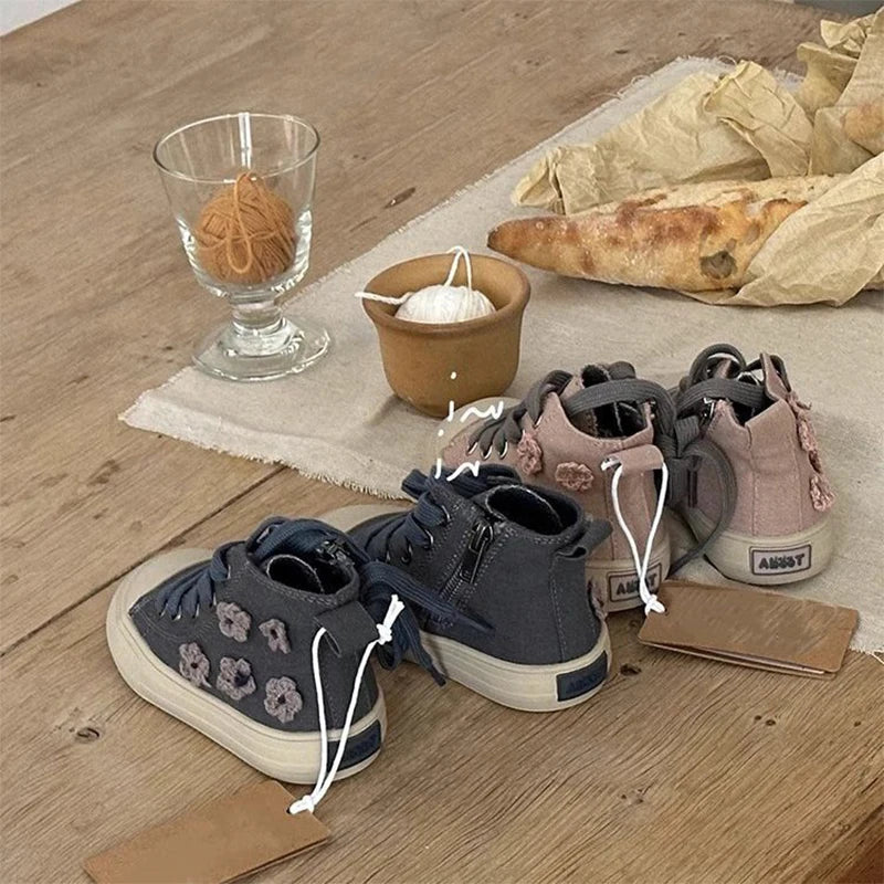 Children High Top Canvas Shoes Baby Soft Casual Shoes