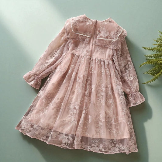 Kids Lace Dresses for Girls Princess Flower Dress Pink Baby Outfits