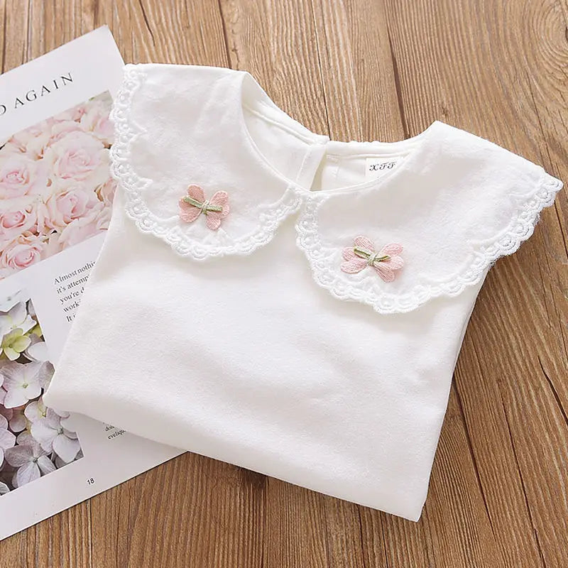Rouse Pan Collar Blouse Long Sleeve Top