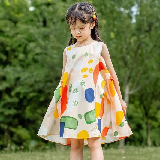 Veda Girls Summer Dress Polka Dot A-line Sleeveless Dress