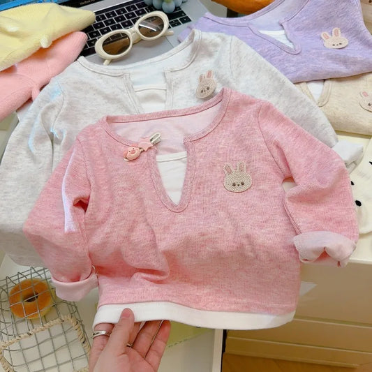 Teddy Casual Faux Two-piece Top