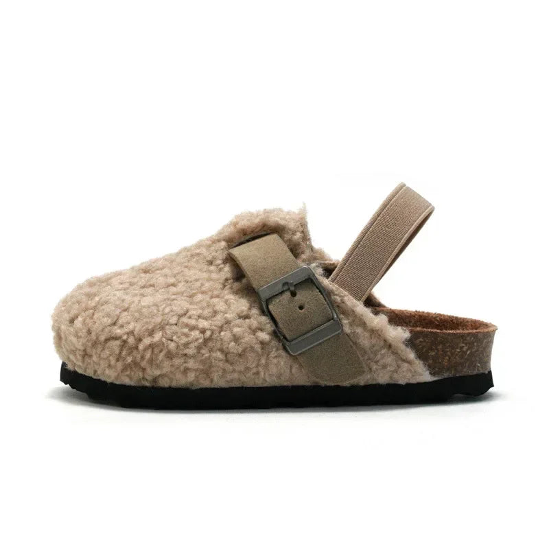 Children's Fleece Elastic Clogs Baby Boys Girls Plush Slipper Toddler Prewalker Footwear