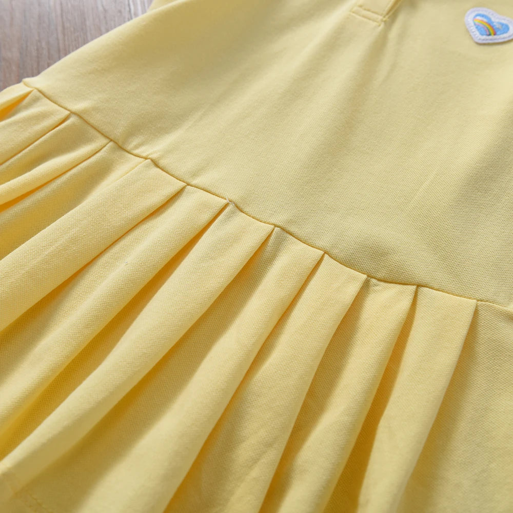 Toddler Girls' Dress Ages 2-6 Yellow Collared Summer Cotton Clothes Casual Outfit