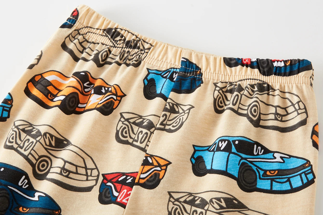 Cartoon Car Pajama Cotton Set for Boys