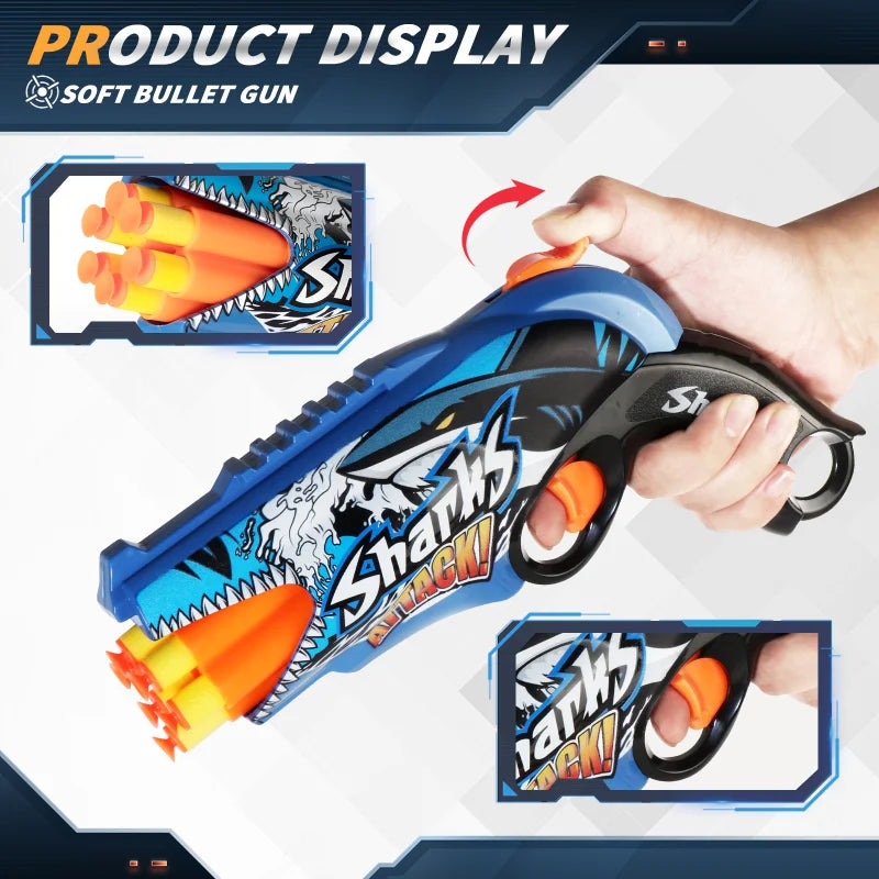 Kids Air Soft Bullet Gun Toys - Graffiti Shark Design