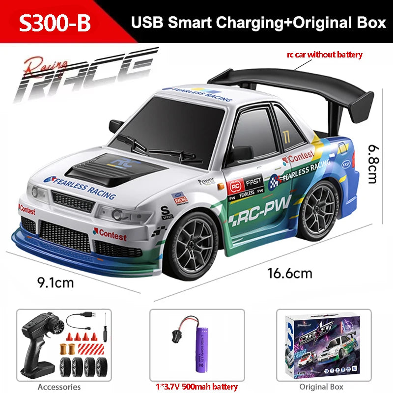 S300 1/24 RC Car 2.4G High Speed Drift 4WD Remote Control Car With Led Light Radio Controlled GTR Racing Model Boy Toy Gift
