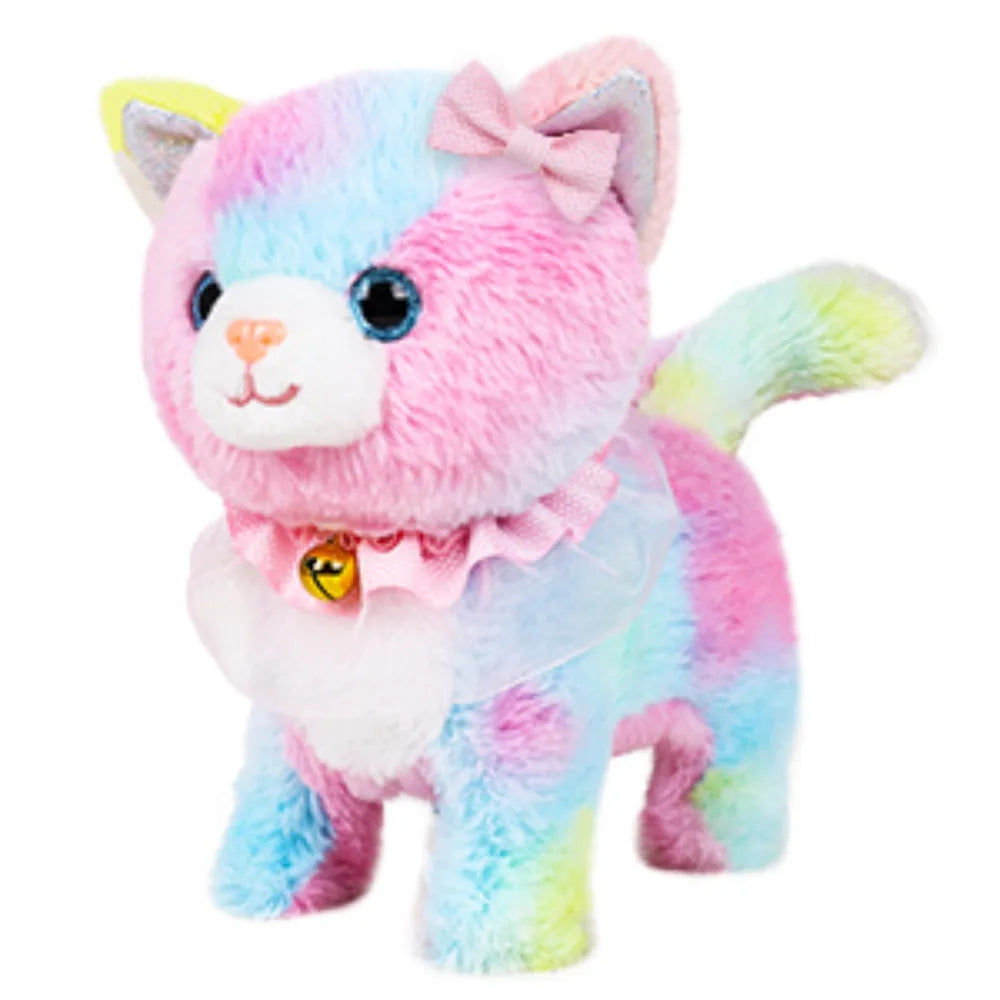 Interactive Electronic Plush Toy, Walking and Barking Robot Colorful Cat Plush