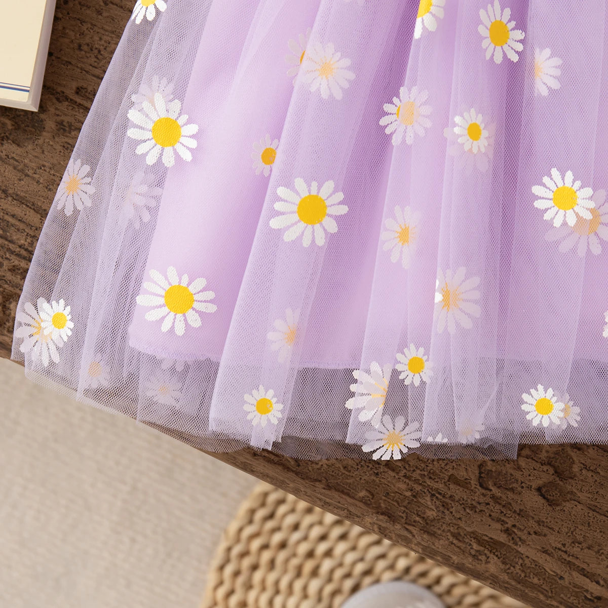 Baby Girl Dress Fashion Daisy Print Mesh Princess Dress Soft Comfortable Baby Outing Dress