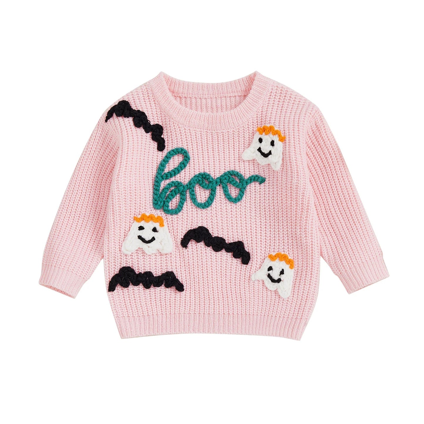 Urna Sweater Long Sleeve Round Neck Letter Boo