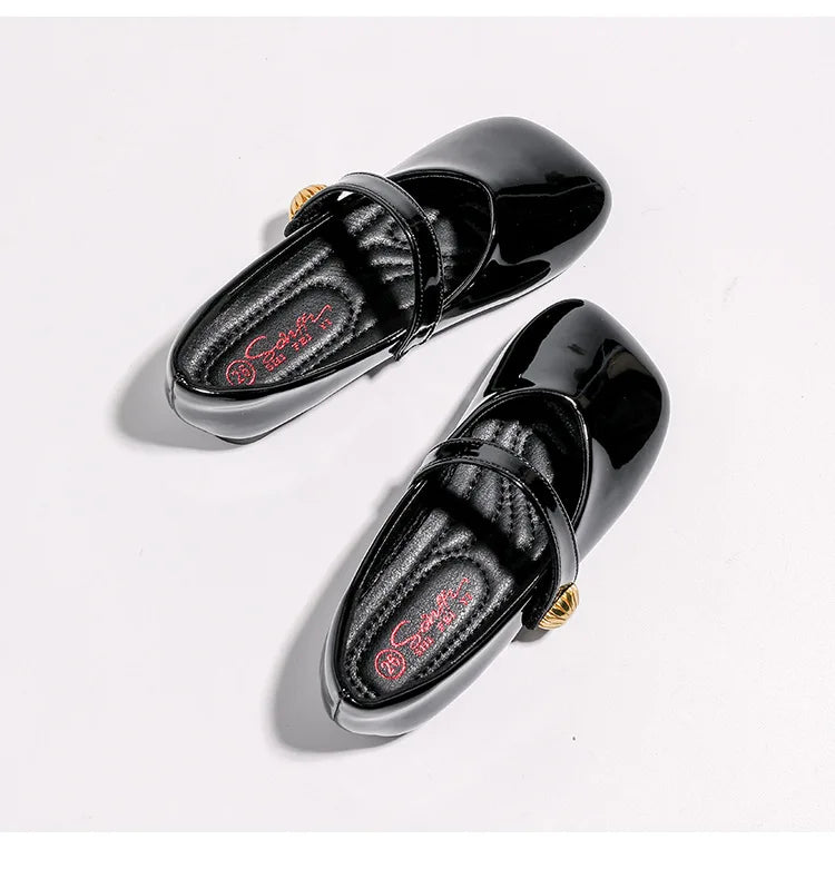 Zapatos Niña Girl Leather Shoe New Red Princess Shoes Summer Flat Sole Single Shoe Mary Jane Shoe Lolita Shoes Girl Kids Shoes