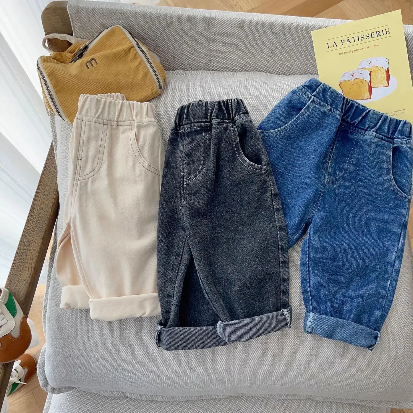 Hugo Boys Denim Pants Solid Color Infants Baby Pants