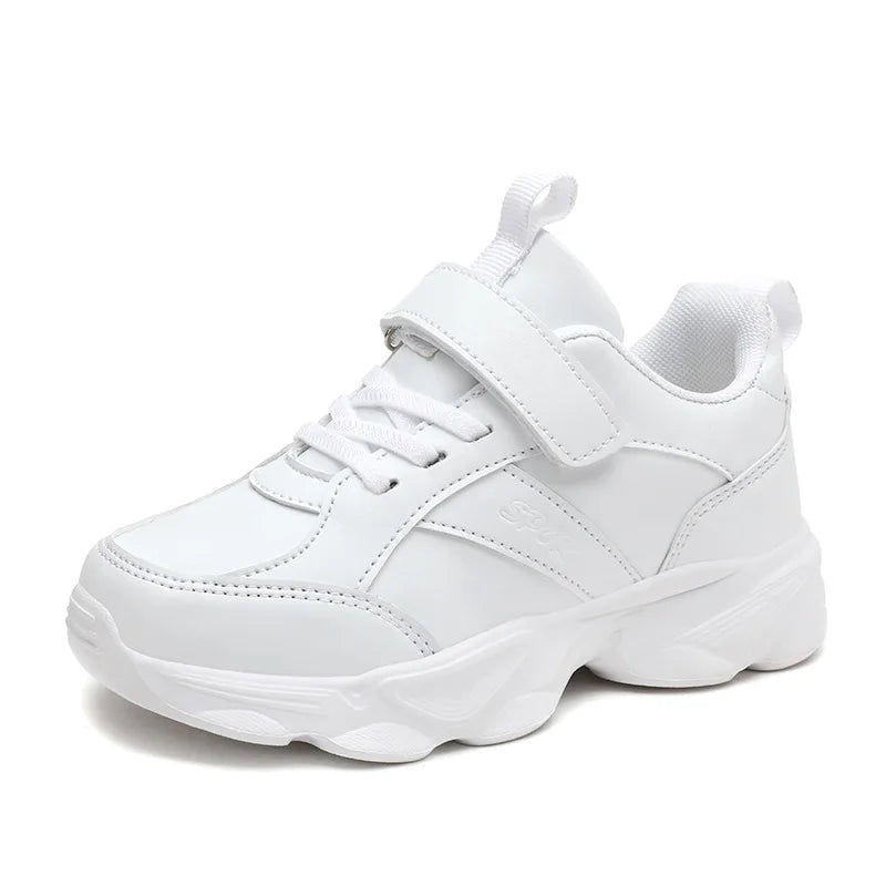 Children Shoes Kids Casual Sneakers Black Pu Leather Sports Shoes